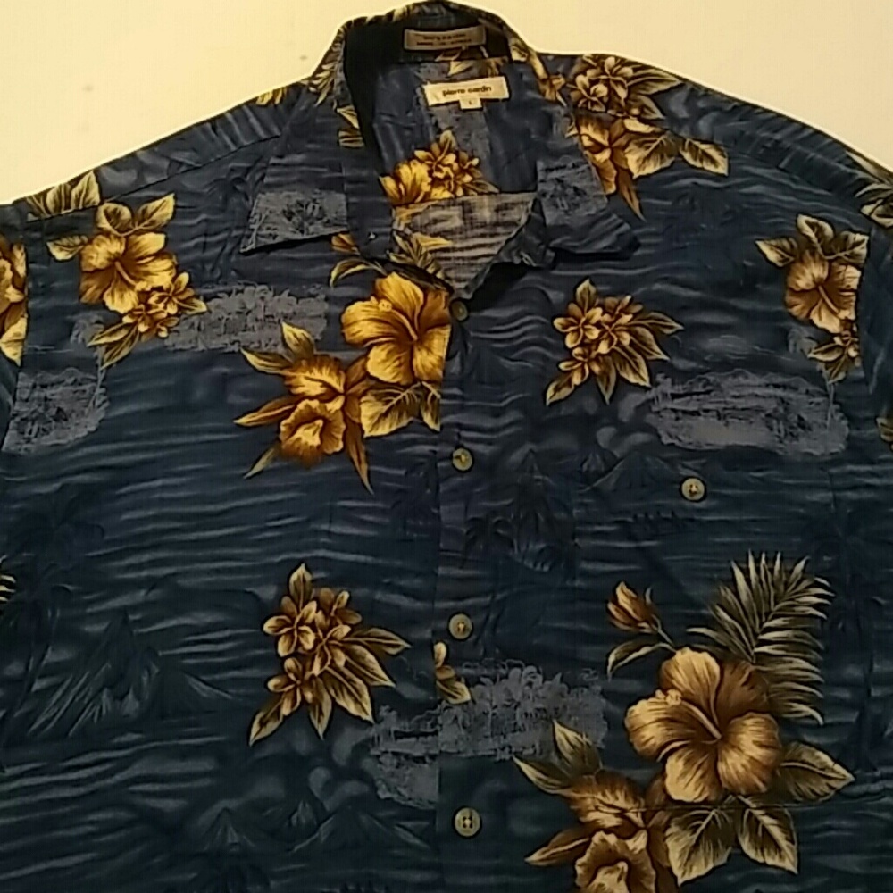Pierre Cardin Hawaiian Shirt Men's Large 100%Rayon